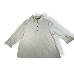 Ted Baker Top Shirt Size 3 Womens Off White Pullover Button Down Career Casual